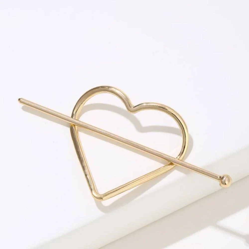 Heart Hairpin gold hair pin clip jewelry accessory barrette tie rose metal gift
